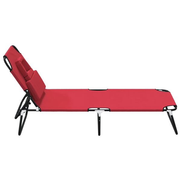vidaXL Sun Lounger Red Oxford Fabric Standard Foldable