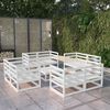 vidaXL Garden Lounge Set White Solid Pine Wood Modular Garden Lounge Set