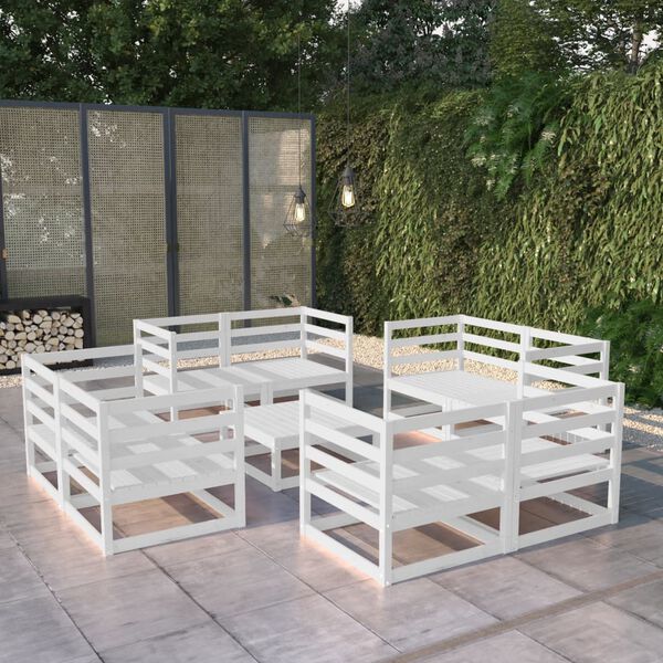 vidaXL Garden Lounge Set White Solid Pine Wood Modular Garden Lounge Set