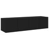 vidaXL TV Wall Cabinet Set of 2 Black Engineered wood Medium