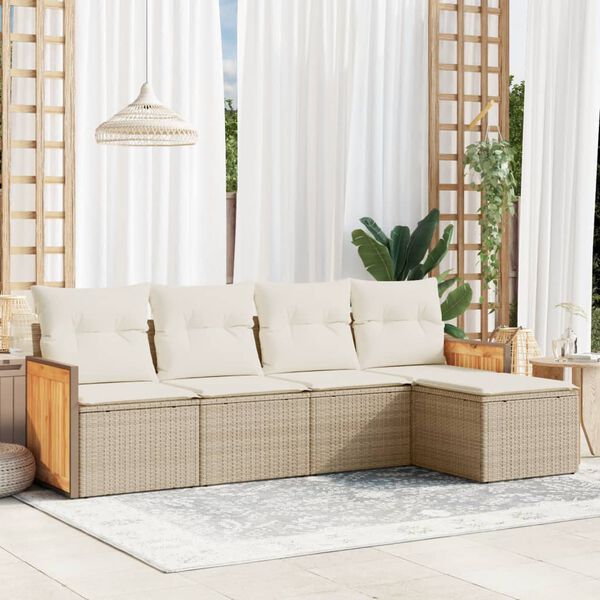 vidaXL Garden Sofa Set Beige, Cream White