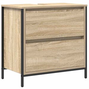 vidaXL Bathroom Basin Cabinet Sonoma Oak Engineered Wood, Steel Medium