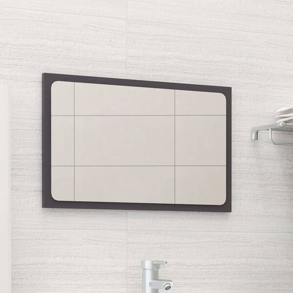 vidaXL Mirror High gloss gray Engineered wood, acrylic