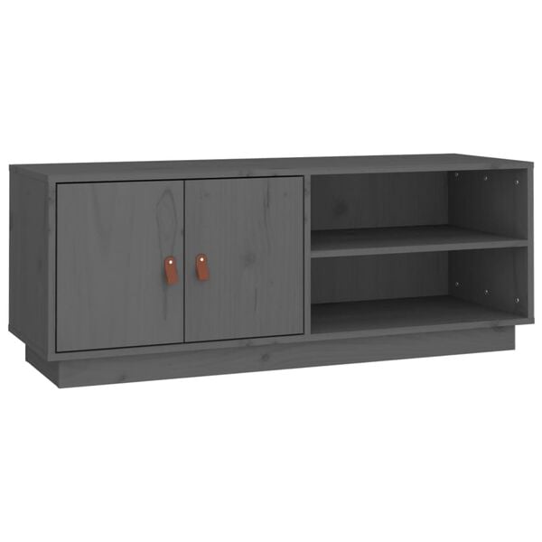 vidaXL TV Cabinet Grey Solid Pine Wood Medium TV Cabinet Rectangular