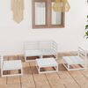 vidaXL Garden Lounge Set White Solid pine wood 5 Piece Set Modular