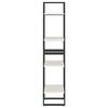 vidaXL Book Cabinet White, Black Solid Pine Wood, Metal Medium