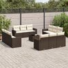 vidaXL Garden Sofa Set Brown Poly Rattan Large Removable Covers