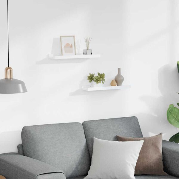 vidaXL Frame Ledge Shelf Set of 2 White MDF 15.7 in x 3.5 in x 1.2 in