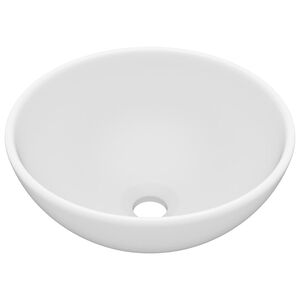 vidaXL Luxury Bathroom Basin Round Matt White 12.8x5.5" Ceramic