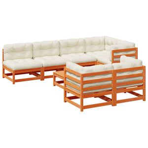 vidaXL Garden Sofa Set Wax Brown, Cream White