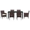 vidaXL Garden Dining Set with Cushion 7 pcs Brown Poly Rattan