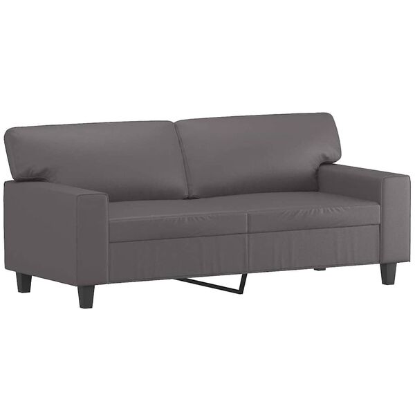 vidaXL 2-Seater Sofa Grey Faux Leather, Metal, Foam 55.1 in seat width