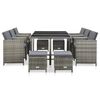 vidaXL Outdoor Dining Set Grey Rattan + Dark Grey Cushion