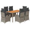 vidaXL Garden Dining Set Grey PE rattan Medium Adjustable Armrests