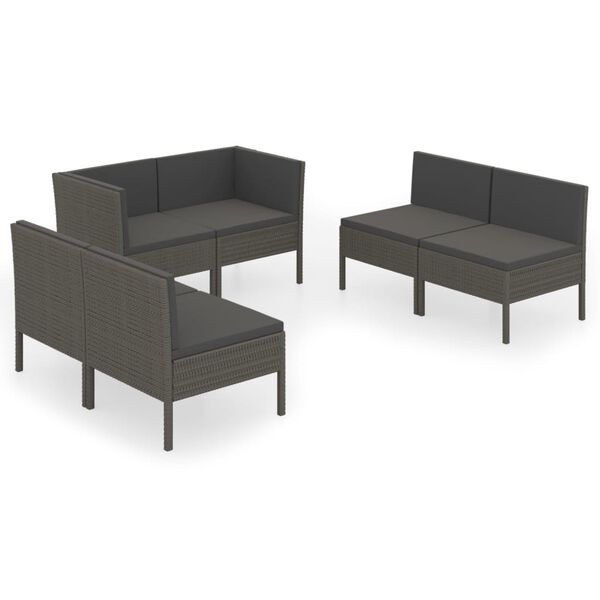 vidaXL Garden Lounge Set Grey PE rattan Large Modular