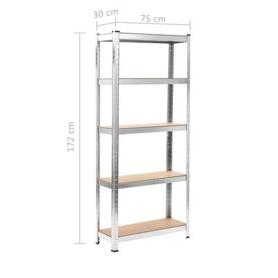 vidaXL 5-Layer Storage Shelf Silver Steel&Engineered Wood