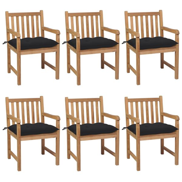 vidaXL Patio Chair Set of 6 Natural Teak