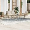 vidaXL Patio Sofa Set Beige PE rattan, powder-coated steel, tempered glass