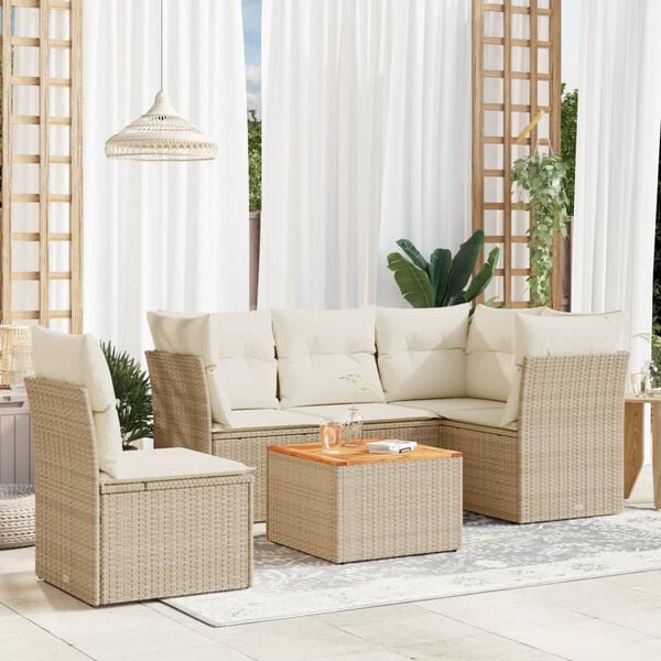 vidaXL Garden Sofa Set Beige and brown