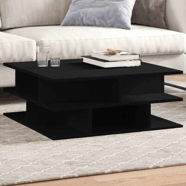 vidaXL Coffee Table Black Engineered Wood 27.6x27.6 in Coffee Table