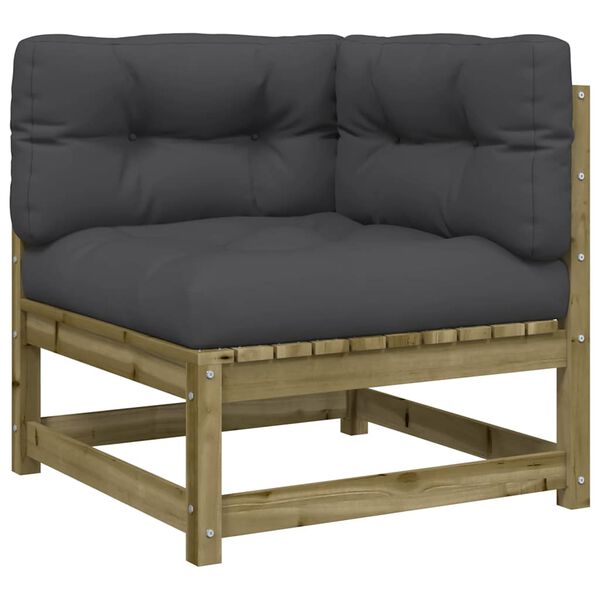 vidaXL Patio Sofa Corner with Cushions Impregnated Wood Pine