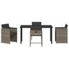 vidaXL Garden Dining Set with Cushion 5 pcs Grey Poly Rattan