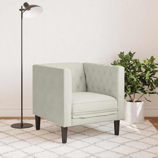 vidaXL Chesterfield Sofa Chair Cream