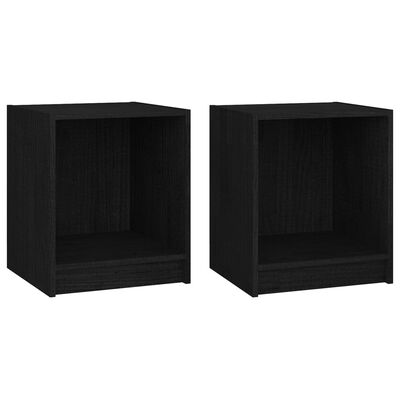 vidaXL Bedside Cabinets 2 pcs Black 14"x13.2"x16.3" Solid Wood Pine