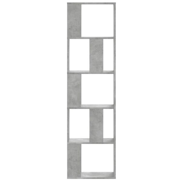 vidaXL Bookcase Concrete Grey Engineered Wood 5-Tier Modern Shelving