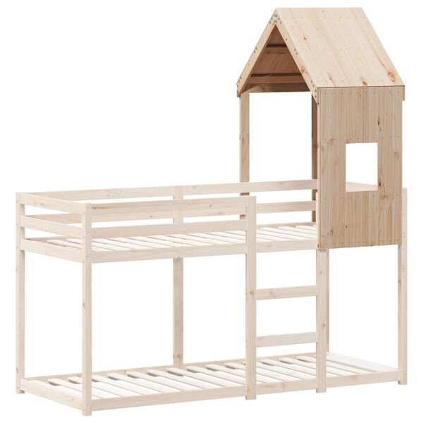 vidaXL Kids'Bed Roof Natural Wood Solid Pine Wood Small