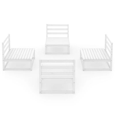 vidaXL 4 Piece Patio Lounge Set White Solid Pinewood