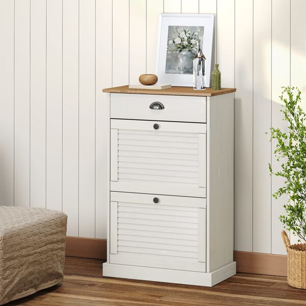 vidaXL Shoe Cabinet White Solid pine wood, engineered wood, metal Medium