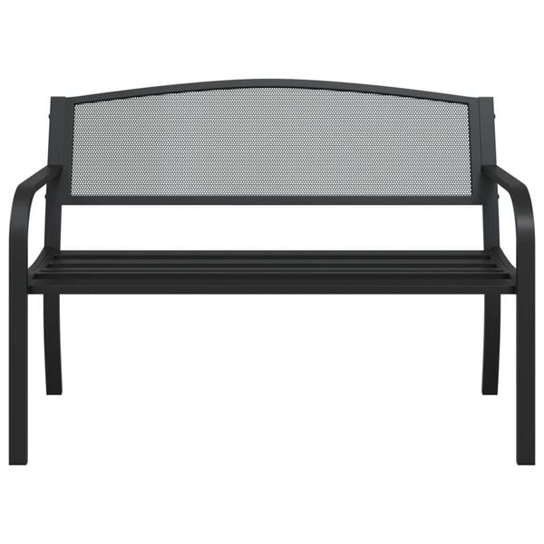 vidaXL Garden Bench Black Powder-Coated Steel Standard Durable