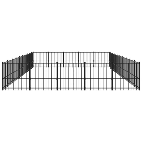 vidaXL Dog Kennel Black Powder-coated steel 506.9 sq ft Durable
