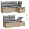 vidaXL Garden Sofa Set Beige PE Rattan Large Adjustable Armrests