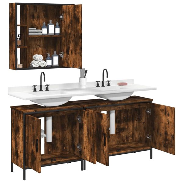 vidaXL Bathroom Cabinet Set Smoked oak
