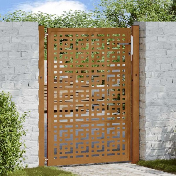 vidaXL Garden Gate 39.4x49.2" Weathering Steel Cross Design