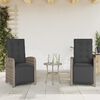 vidaXL Reclining Garden Chair Set of 2 Grey, Dark Grey PE Rattan Medium