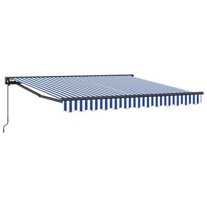 vidaXL Retractable Awning Manual Blue and White 118.11 x 98.43 in