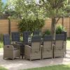 vidaXL Garden Dining Set with Cushion 9 pcs Grey Poly Rattan