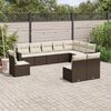 vidaXL Garden Sofa Set Brown with Cream White Cushions