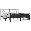 vidaXL Bed Frame Black Steel Queen Bed Frame Rectangular Industrial