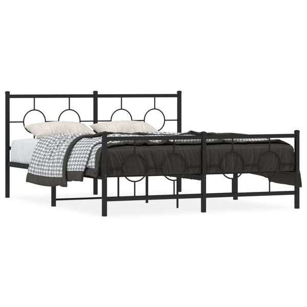 vidaXL Bed Frame Black Steel Queen Bed Frame Rectangular Industrial