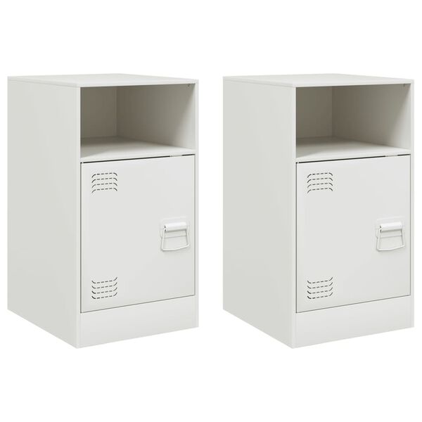 vidaXL Bedside Cabinet Set of 2 White Cold-rolled steel Medium