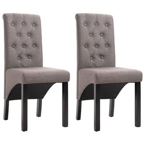 vidaXL Dining Chair Set of 2 Taupe Fabric, Rubber wood Standard
