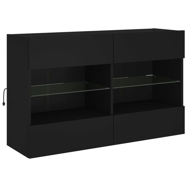 vidaXL TV Wall Cabinet Black Engineered wood, Glass Medium