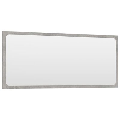 vidaXL Bathroom Mirror Concrete Gray 35.4"x0.6"x14.6" Engineered Wood