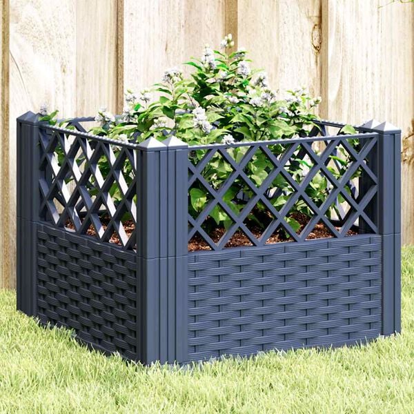 vidaXL Garden Planter Blue Grey Polypropylene Medium Modular