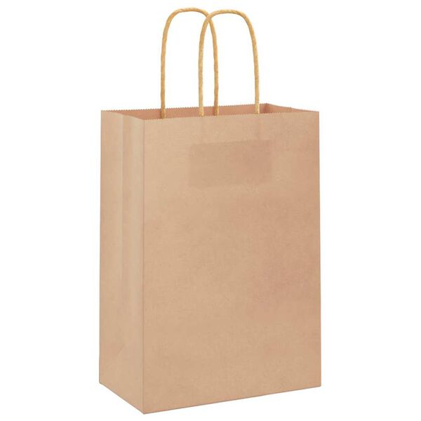 vidaXL Paper Bags 250 pcs with Handles Brown 15x8x21 cm