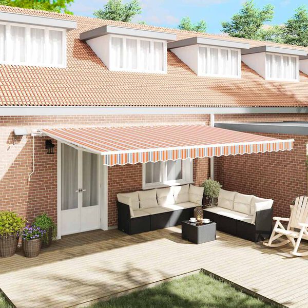 vidaXL Retractable Awning Multicolour 196.85" x 118.11